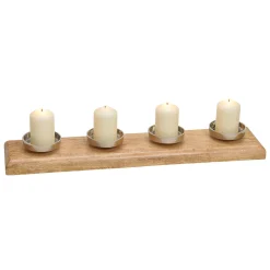 Adventsgesteck aus Mangoholz Metall braun silber 63 x 8 x 14 cm