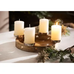 Advents-Kerzenhalter Durchmesser 30 x 7 cm braun