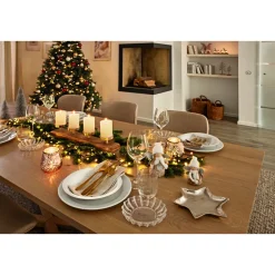 Adventsleuchter Holz mit 4 Kerzenhaltern Mangoholz 50 x 10 cm