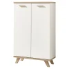 Aktenschrank Helsinki skandinavisches Design 75 x 122 x 37 cm weiß/Sanremo-Eiche-Nachbildung