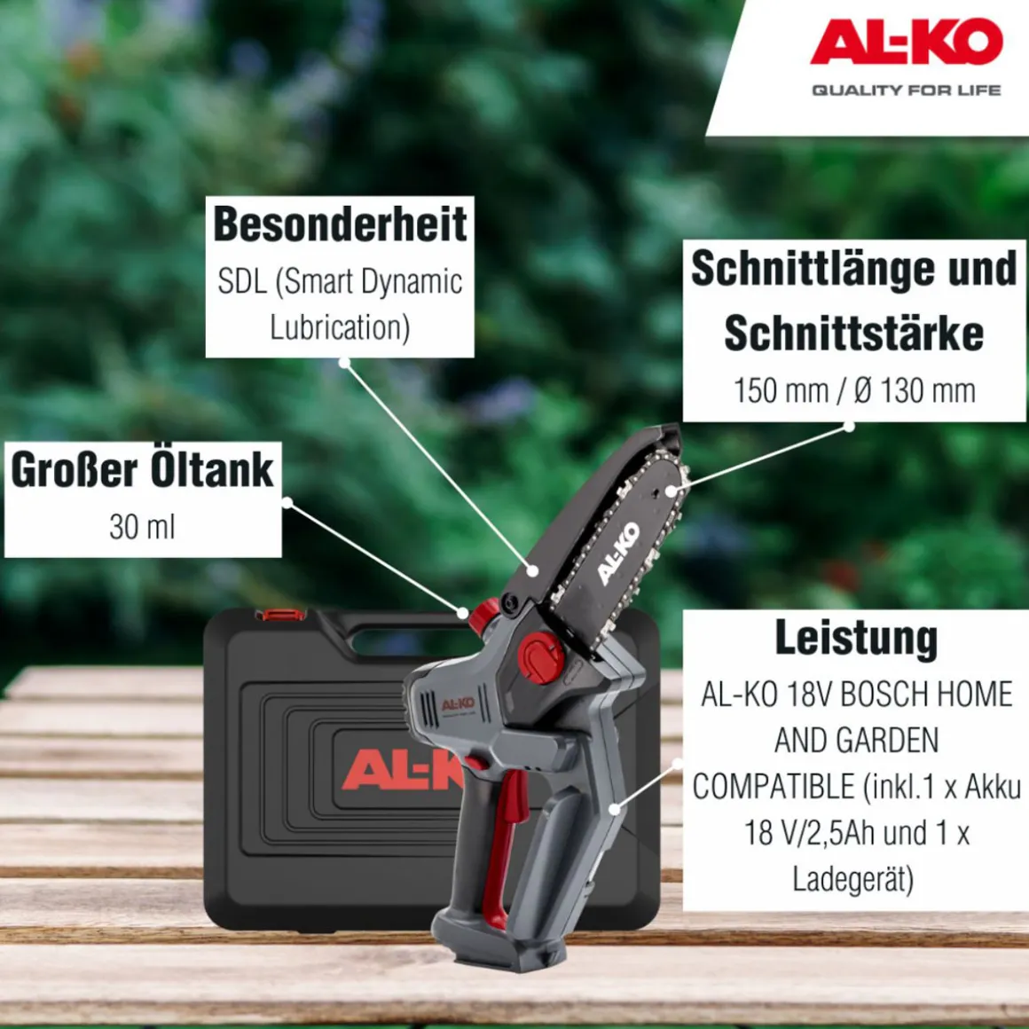 AL-KO Akku-Kettensäge 18 V CSM 1815 inkl Akku