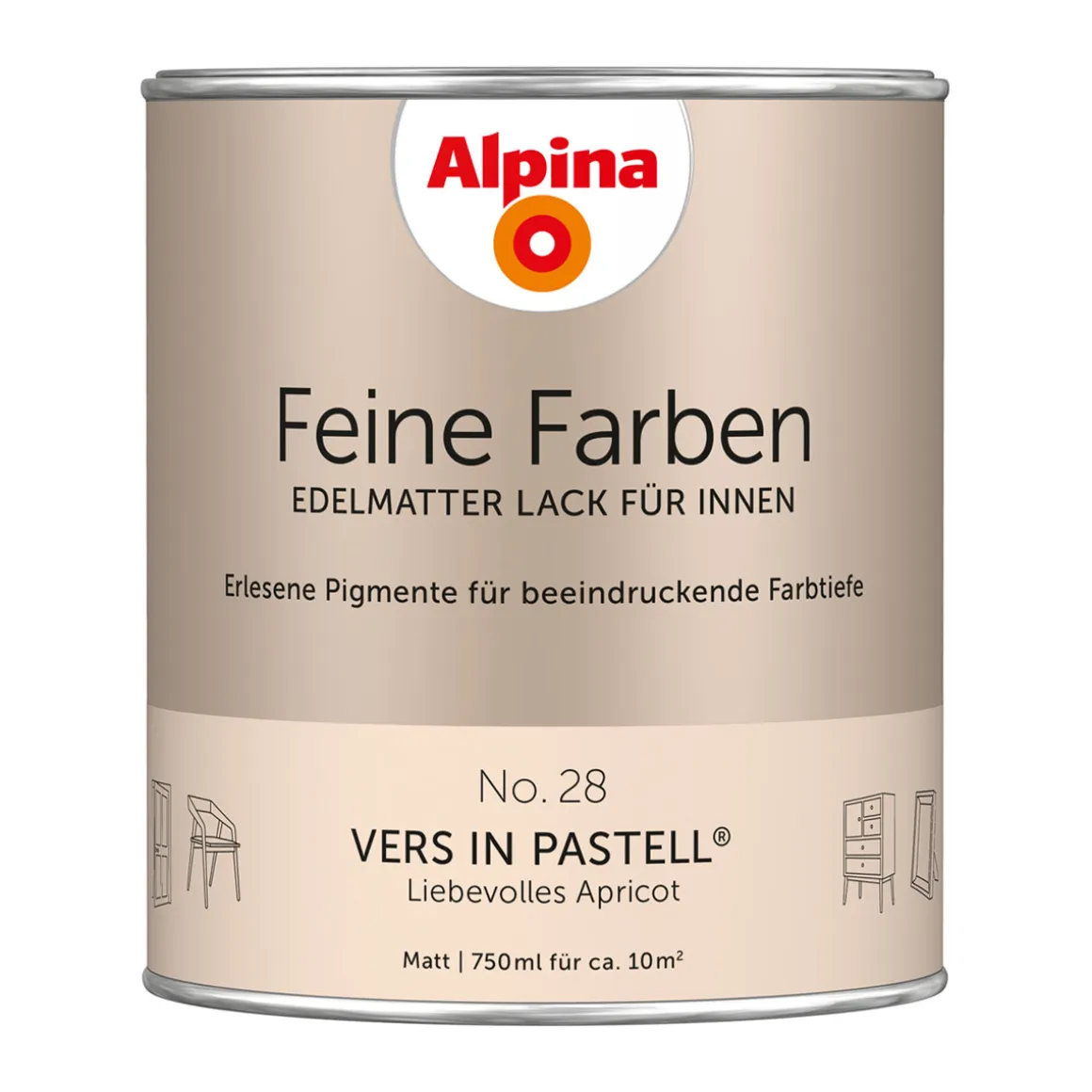 Alpina Buntlack Feine Farben Lack No 28 Vers in Pastell edelmatt 750ml
