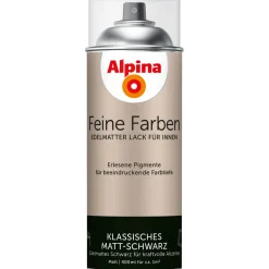 Alpina Buntlack Feine Farben Sprühlack Klassisches Matt-Schwarz edelmatt 400ml