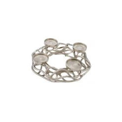 Alu Adventskranz silber für 4 Kerzen 30 x 30 x 9 cm