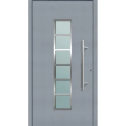 Aluminium Sicherheits-Haustür Trient Superior 60 mm grau 110 x 210 cm Anschlag rechts inkl Griffset