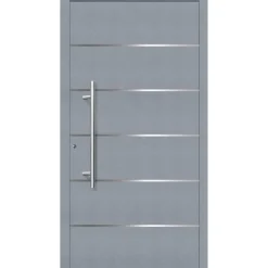 Aluminium Sicherheits-Haustür Livorno Exklusiv 75 mm grau 100 x 210 cm Anschlag links inkl Griffset