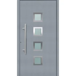 Aluminium Sicherheits-Haustür Mailand Superior 60 mm grau 100 x 210 cm Anschlag links inkl Griffset