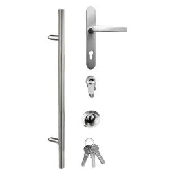 Aluminium Sicherheits-Haustür Verona Superior 60 mm weiß 100 x 210 cm Anschlag rechts inkl Griffset