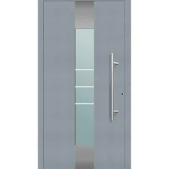 Aluminium Sicherheits-Haustür Catania Exklusiv 75 mm grau 100 x 210 cm Anschlag links inkl Griffset