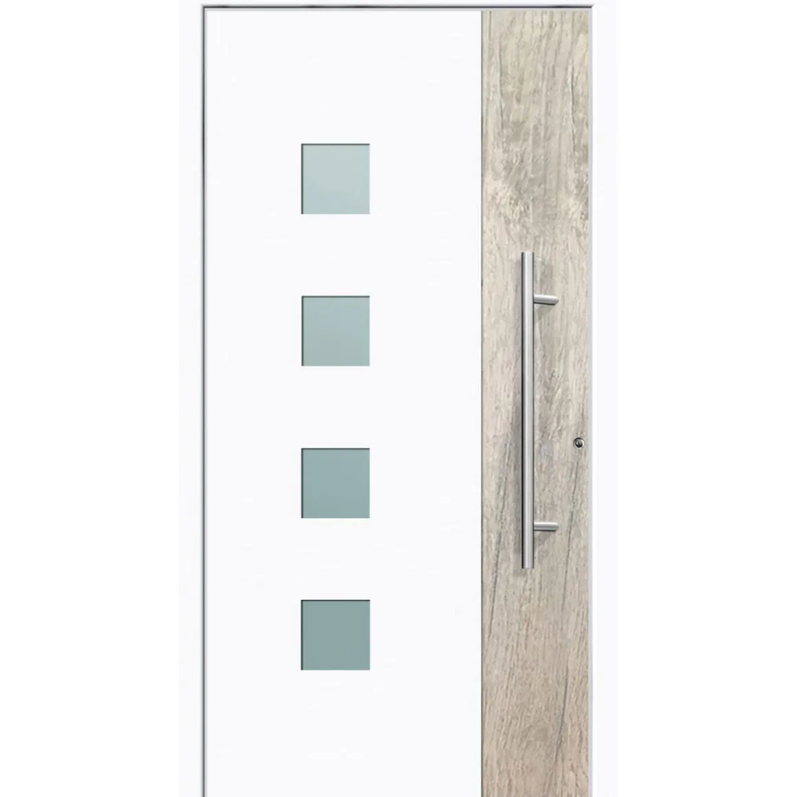 Aluminium Sicherheits-Haustür Messina Superior 60 mm weiß 110 x 210 cm Anschlag rechts inkl Griffset