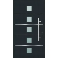 Aluminium Sicherheits-Haustür Triest Exklusiv 75 mm anthrazit 110 x 210 cm Anschlag rechts inkl Griffset