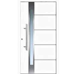 Aluminium-Sicherheitshaustür Rom Exklusiv 75 mm weiß 110 x 210 cm Anschlag links inkl Griffset