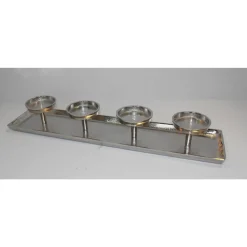 Aluminium-Tablett mit 4 Teller 60 x 12 cm