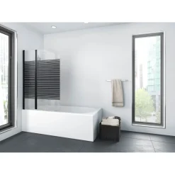 Aurlane Badewannenfaltwand Black Elegance Streifen 100 x 140 cm