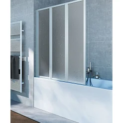 Badewannenfaltwand Mali 2 Dekor Tropfen 3 teilig silber