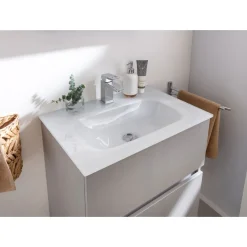 BADMOBIL Glaswaschtisch 60 x 15 x 43 cm ohne Überlauf weiß