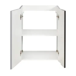 BADMOBIL Waschtischunterschrank LINUS 49 x 63 x 34,5 cm 2 Türen grifflos weiß mit schwarzer Dekorleiste