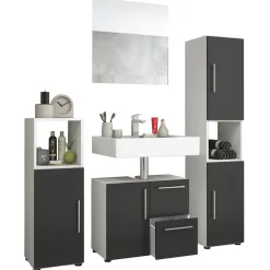 Badset Flandu mit Spiegel weiß/schwarz