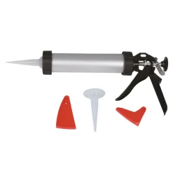 Basic Auspresspistole Aluminium mit Tüllen und Fugenglätter