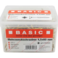 Basic Mehrzweckschraube 4,5 x 60 mm 260 Stück im Eimer