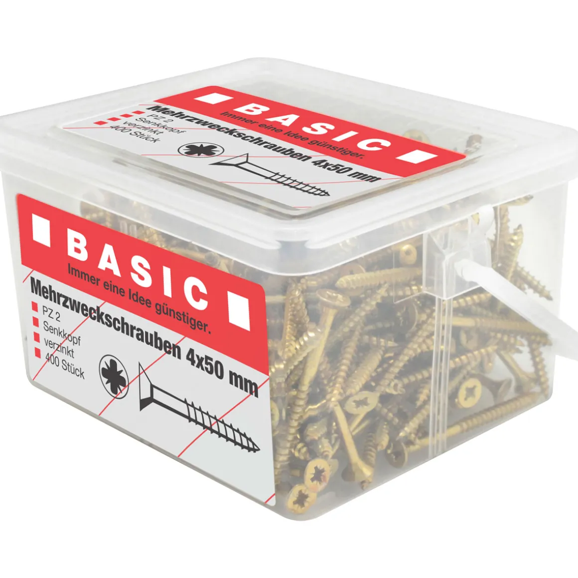 Basic Mehrzweckschraube 4,0 x 50 mm 400 Stück im Eimer
