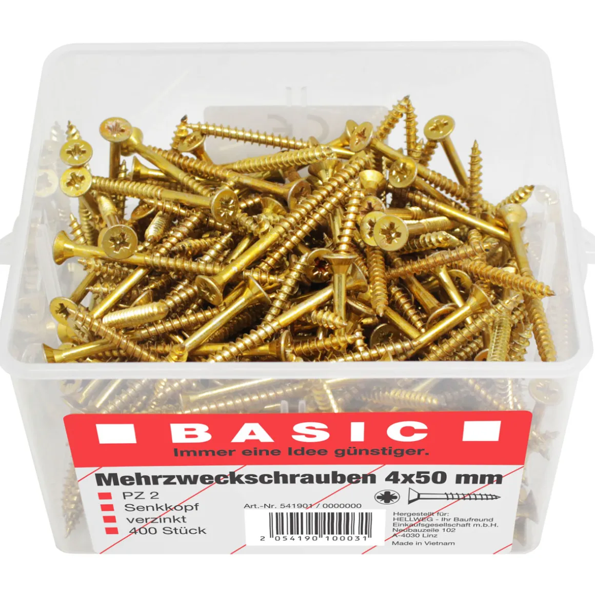 Basic Mehrzweckschraube 4,0 x 50 mm 400 Stück im Eimer