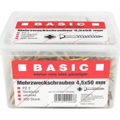 Basic Mehrzweckschrauben 4,5 x 50 mm 300 Stück im Eimer