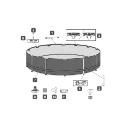 Bestway Steel Pro Max Frame-Pool-Set mit Filterpumpe Durchmesser 366 x 100 cm grau