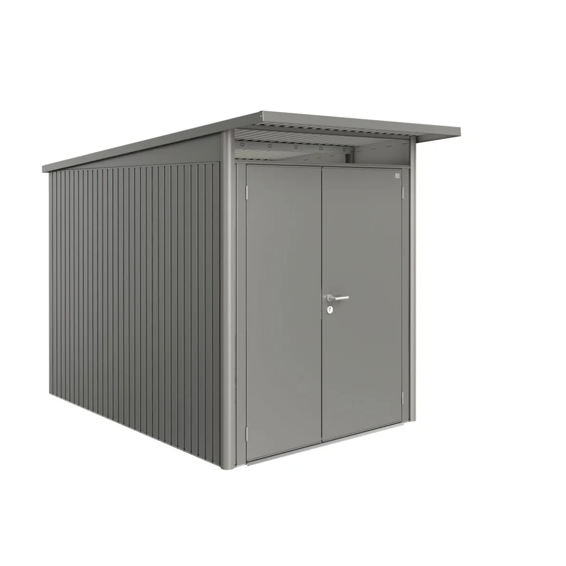 Biohort Gerätehaus AvantGarde A3 quarzgrau metallic mit Doppeltür schmal