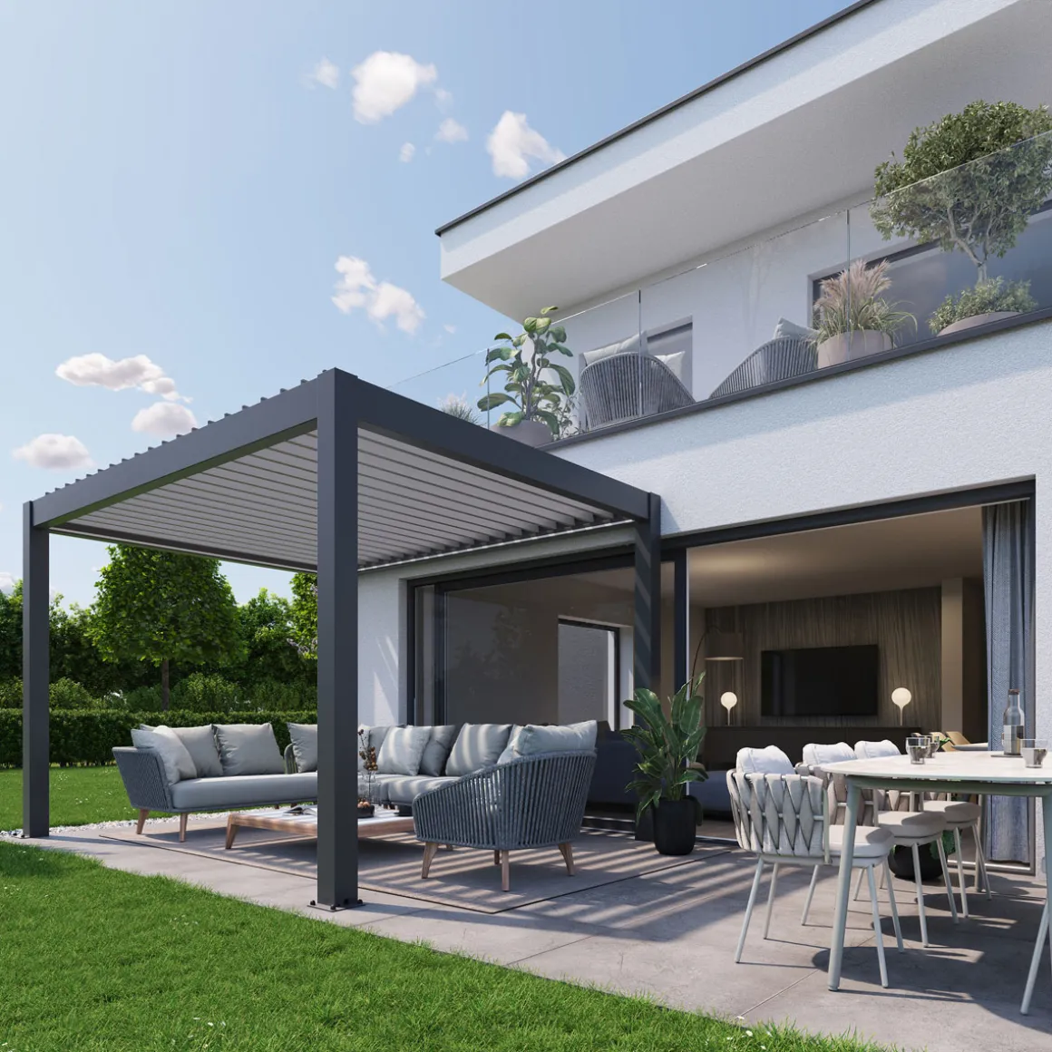 Biohort Pergola Gr. 3,5 x 3,5 dunkelgrau/silber-metallic