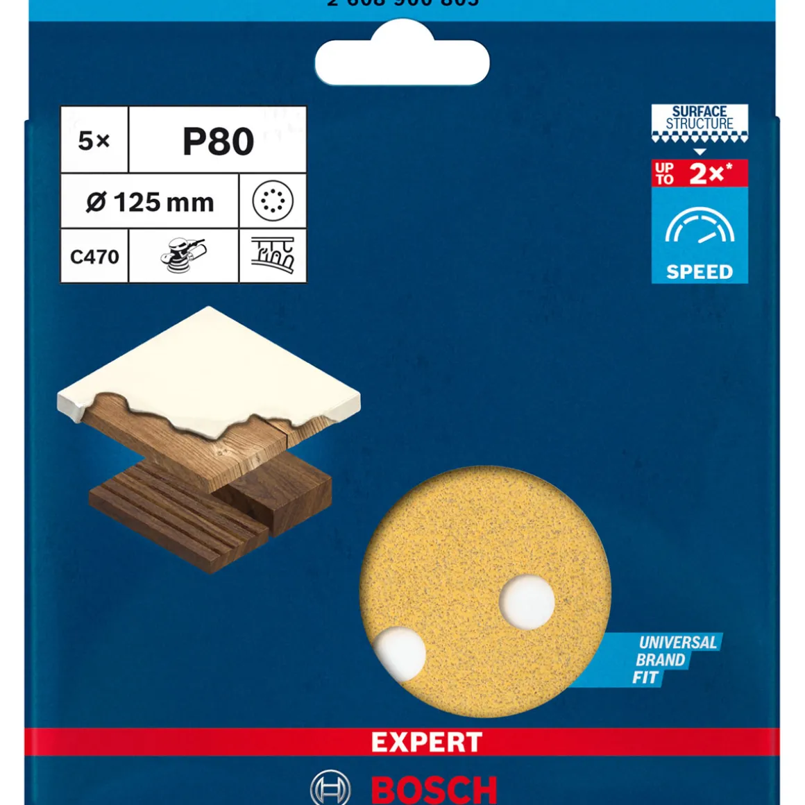 Bosch Professional Expert C470 Schleifpapier mit 8 Löchern für Exzenterschleifer 125 mm G 80 5- teilig