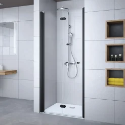 Breuer Drehfalttür Elana Komfort 2-teilig für Nische Anschlag links schwarz matt Bella C 750 mm