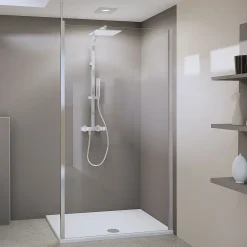 Breuer Flex Duschwand Panorama alleinstehend mit Decken- oder Wandstabilisator alu chromeffekt Intima 900 mm