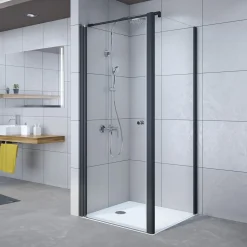 Breuer Pendeltür Elana 6 für Seitenwand schwarz matt Satiniert 800 mm