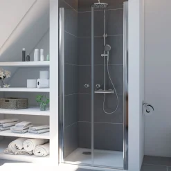 Breuer Pendeltür Elana 6 für Nische, Alu chromeffekt, Klarglas, Sondermaß