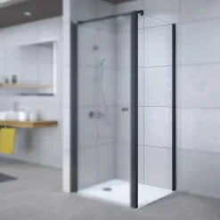 Breuer Seitenwand Elana 6 für Drehtür oder Pendeltür schwarz matt Grau getönt 750 mm