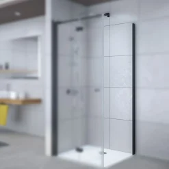 Breuer Seitenwand Elana Komfort Drehfalttür 2-teilig Anschlag rechts schwarz matt grau getönt 800 mm