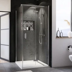 Breuer Seitenwand Panorama für Drehfalttür Anschlag links alu chromeffekt Intima 750 mm