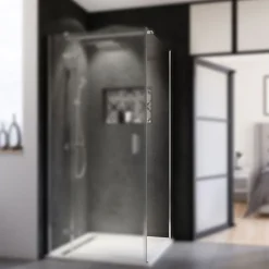 Breuer Seitenwand Panorama für Drehtür mit Festteil alu chromeffekt Klarglas 1000 mm