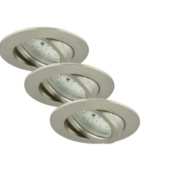 Briloner LED-Einbauleuchte 3er-Set schwenkbar matt-nickel