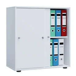 Büroschrank Lona L mit Schiebetüren weiß