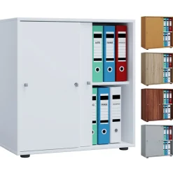 Büroschrank Lona L mit Schiebetüren weiß