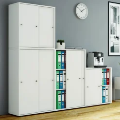 Büroschrank Lona L mit Schiebetüren weiß