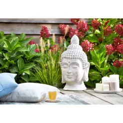 Buddha-Kopf creme antikes Finish