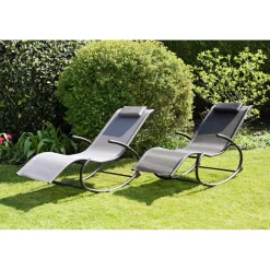 Chillroi Schaukelgartenstuhl grau Gartenliege Liegestuhl Sonnenliege