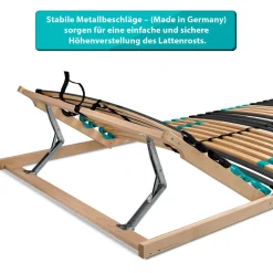 Coemo 7-Zonen Lattenrost DRÖMSON 28 Federleisten Kopfteil verstellbar 120 x 200 cm