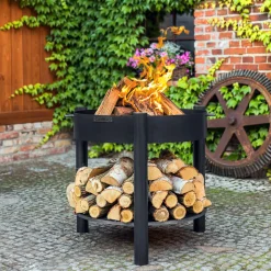 CookKing Feuerschale Montana 80 hoch inkl. Holzlager 88x80cm Schwarz