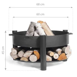 CookKing Feuerschale Montana 60 inkl. Holzlager 68x45cm Schwarz