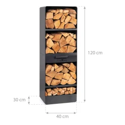 CookKing Kaminholzregal Vento 30x40x120cm Schwarz