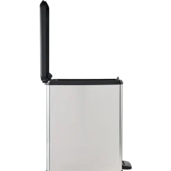 Curver Mülleimer DECO Bin SLIM 25L mit Pedal schwarz silber metallic